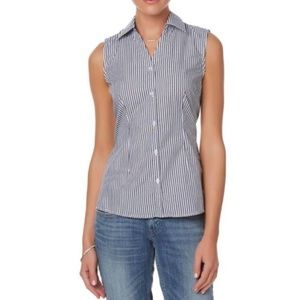 Stripes Button Down Sleeveless Top